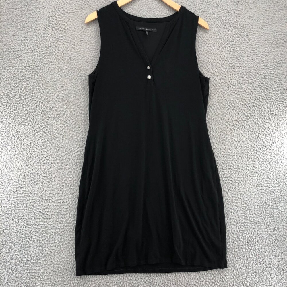 White House Black Market Dress Womens Medium Petite Black Mini Shift Sleeveless